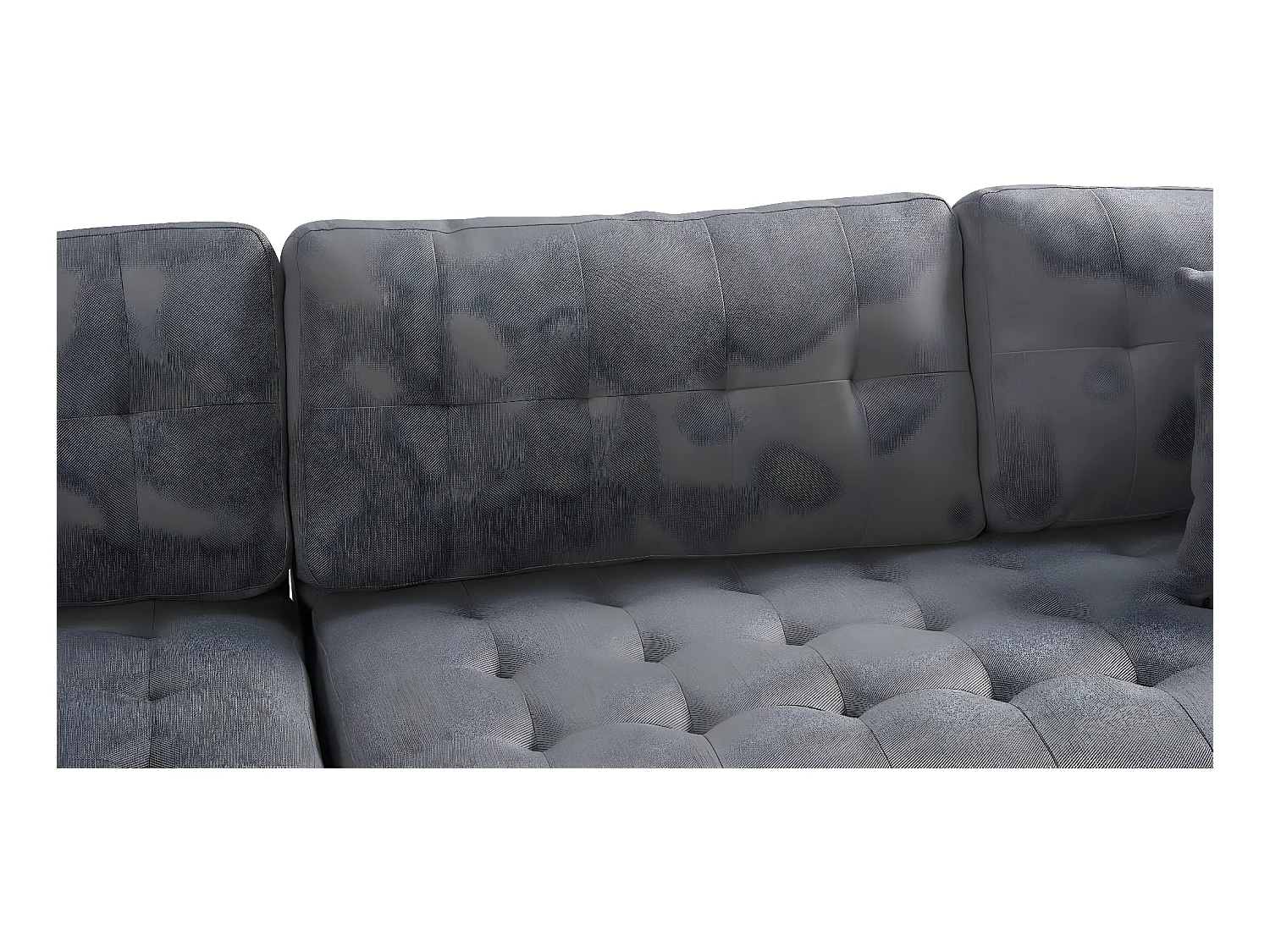Marino Deluxe Chaiselongsofa rechts oder links gewendet mit Kissen Stoff grau.
