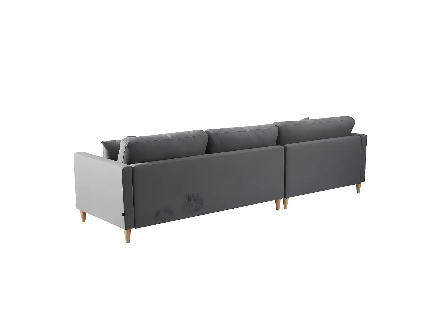 Marino Deluxe Chaiselongsofa rechts oder links gewendet mit Kissen Stoff grau.