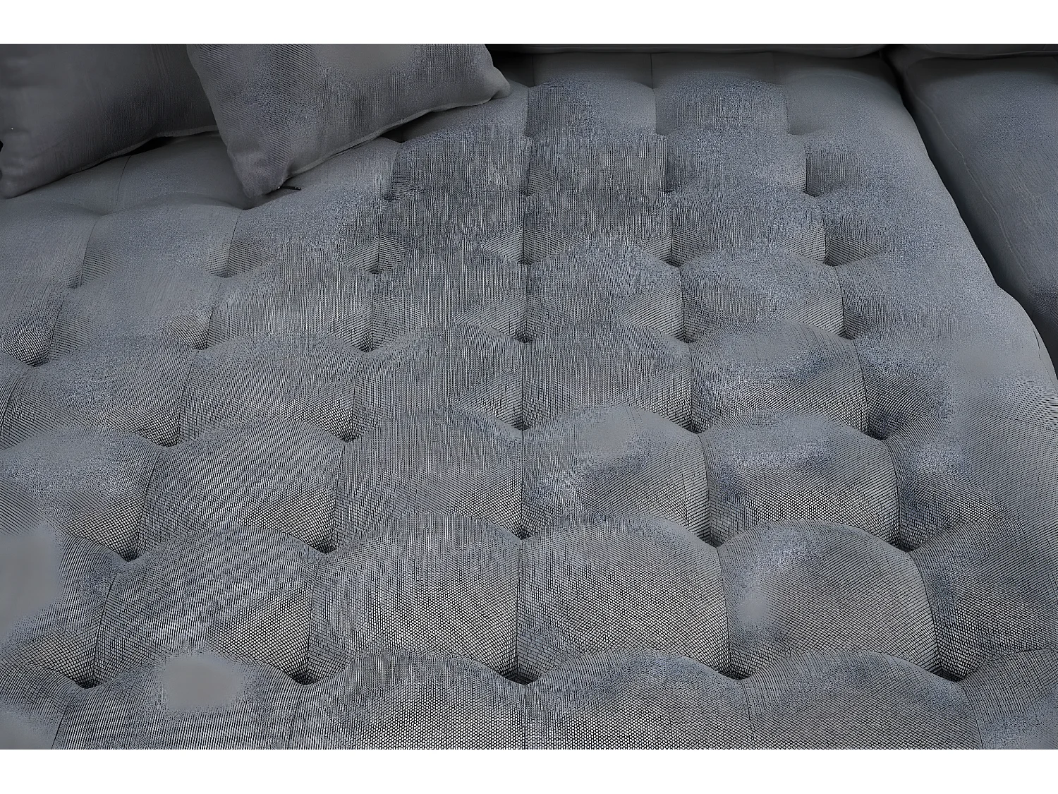 Marino Deluxe canapé chaise longue tourné vers la droite ou la gauche avec coussins tissu gris.