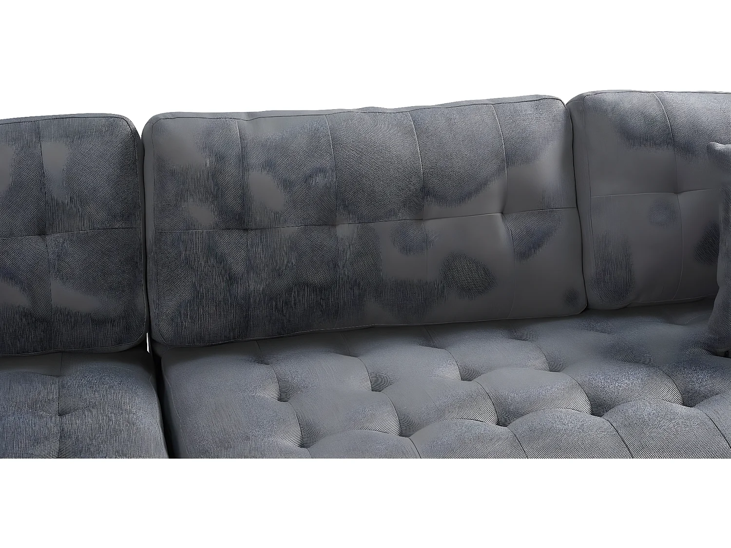Marino Deluxe canapé chaise longue tourné vers la droite ou la gauche avec coussins tissu gris.