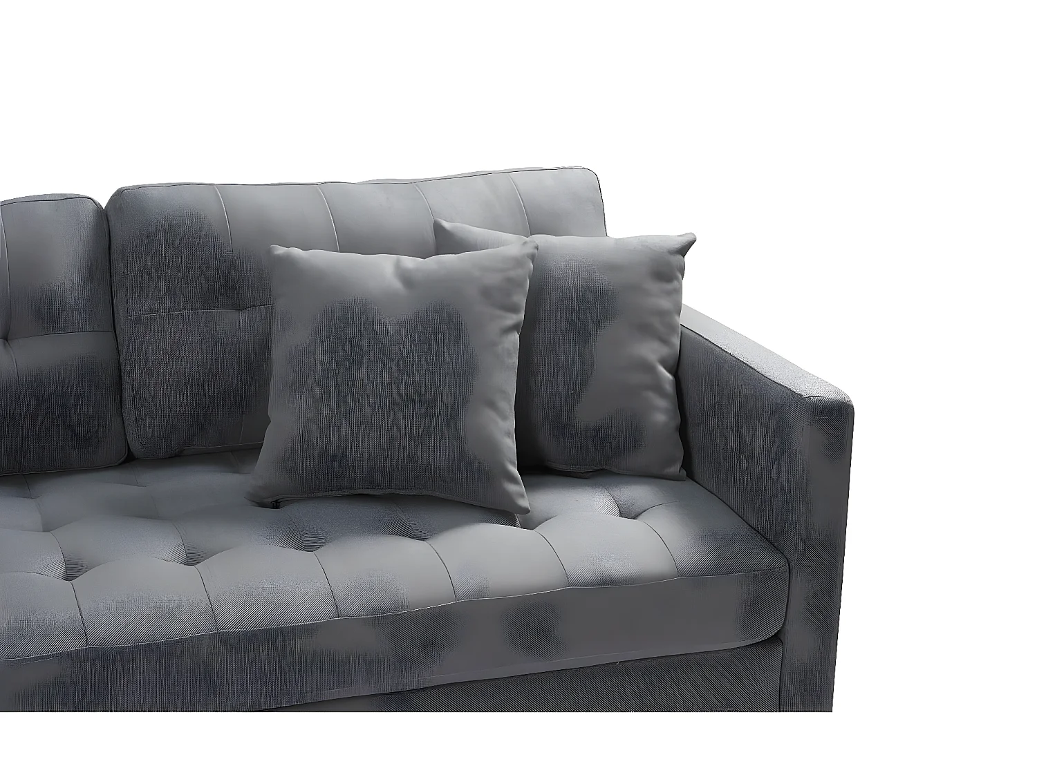 Marino Deluxe canapé chaise longue tourné vers la droite ou la gauche avec coussins tissu gris.