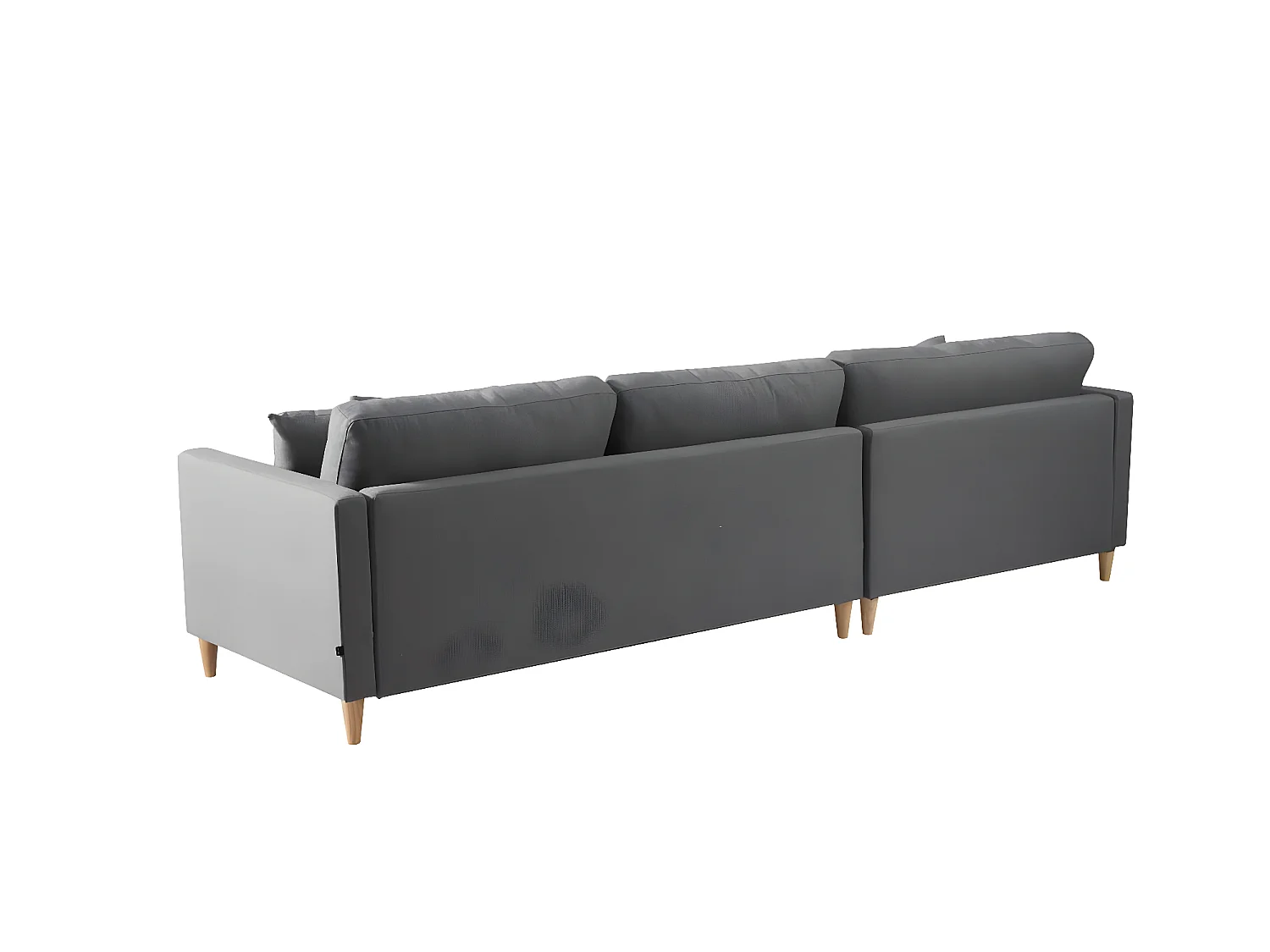 Marino Deluxe canapé chaise longue tourné vers la droite ou la gauche avec coussins tissu gris.