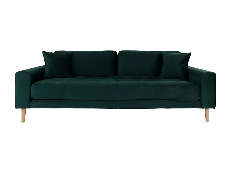 Lido Sofa 3 Pers. velour inkl. 2 dekorative Kissen, grün.