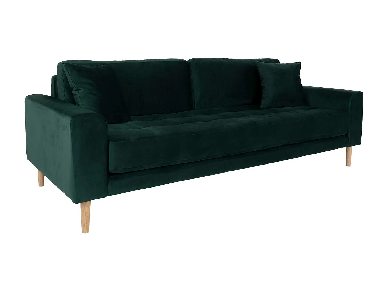 Lido Canapé 3 pers. en velours, 2 coussins décoratifs inclus, vert.