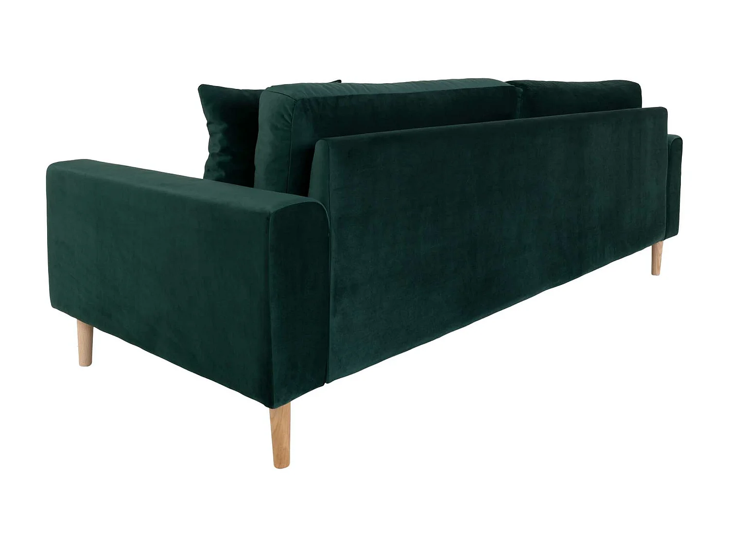 Lido Canapé 3 pers. en velours, 2 coussins décoratifs inclus, vert.