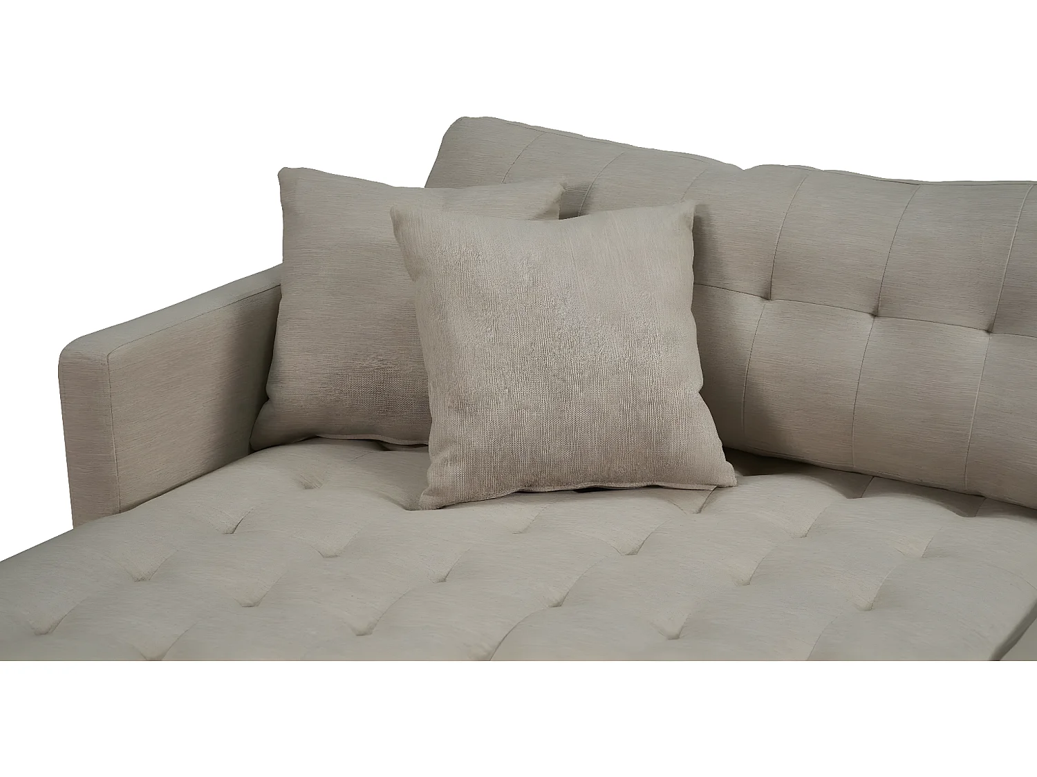 Marino Deluxe canapé chaise longue tourné vers la droite ou la gauche avec coussins tissu sable.