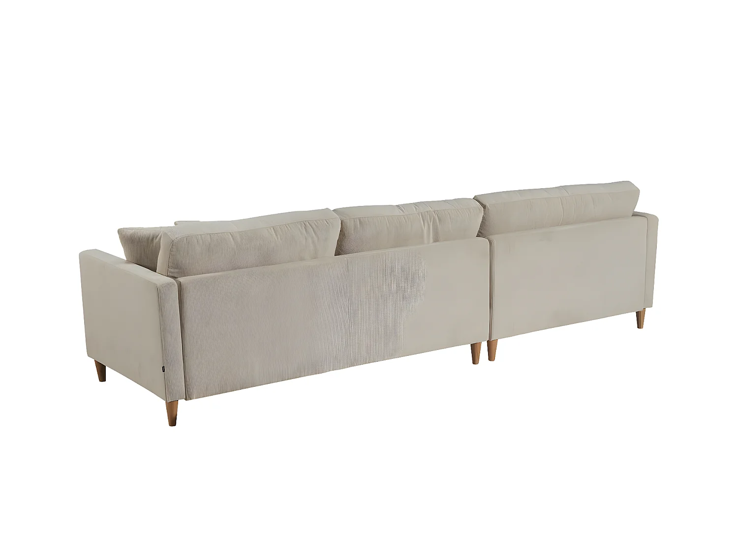 Marino Deluxe bank met chaise longue rechts of links gedraaid met kussens fluweel zandkleurig.