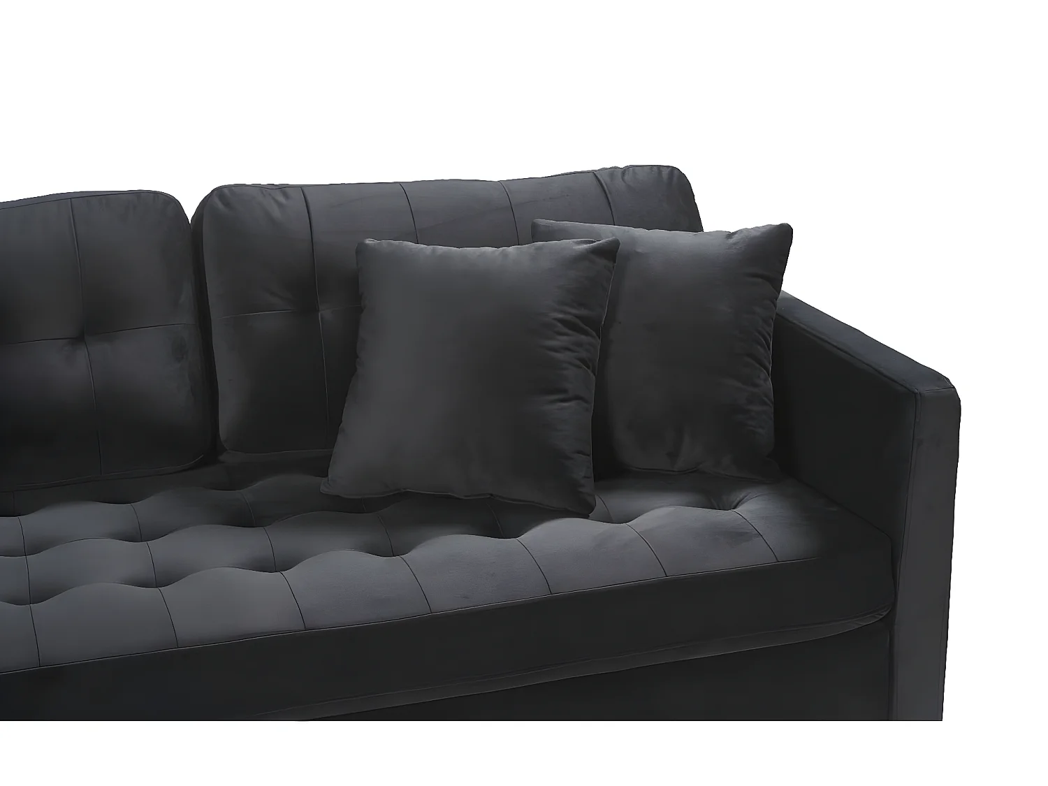 Marino Deluxe Chaiselongsofa rechts oder links gewendet mit Kissen Velour schwarz.