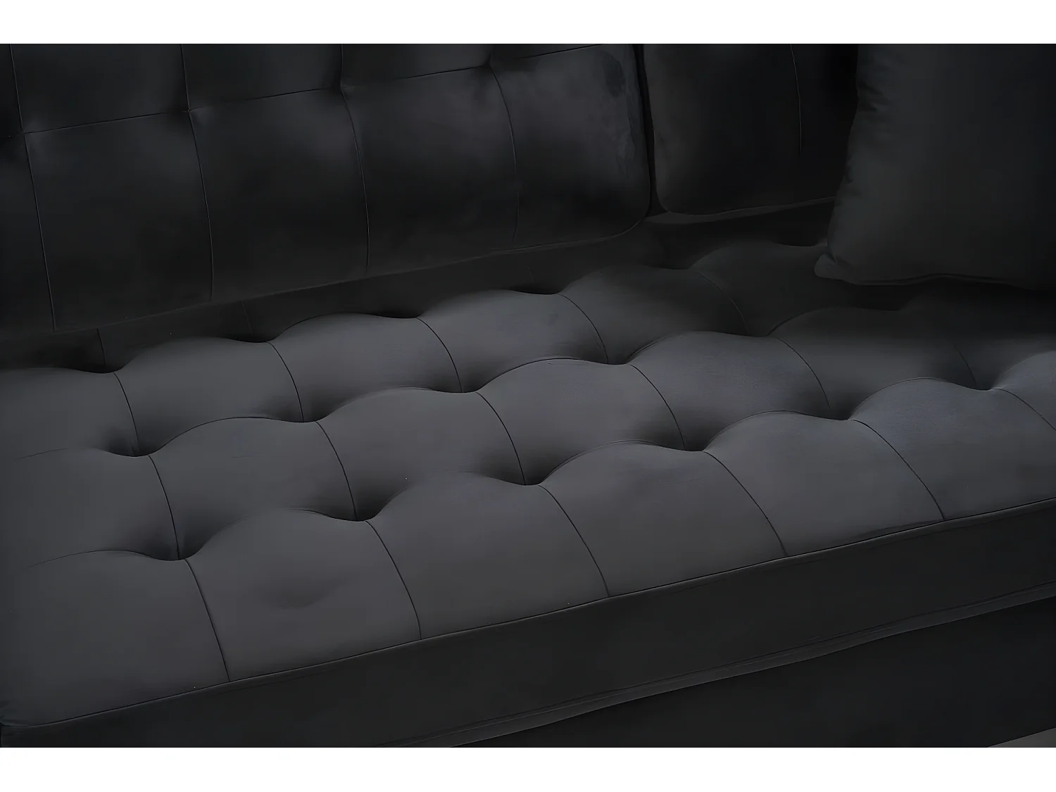 Marino Deluxe Chaiselongsofa rechts oder links gewendet mit Kissen Velour schwarz.