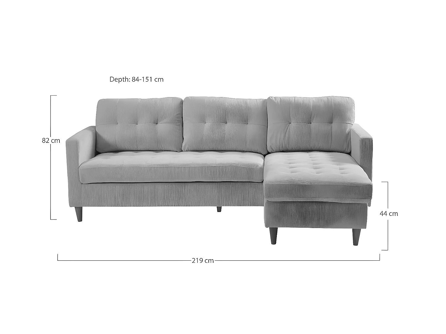 Marino Chaiselongsofa 3 Personen Stoff sandfarben.