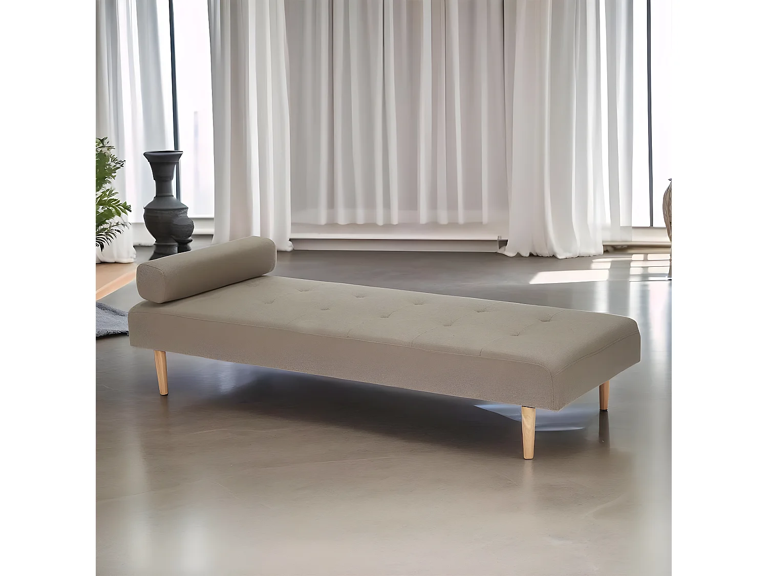 Marino lit de repos tissu marron.