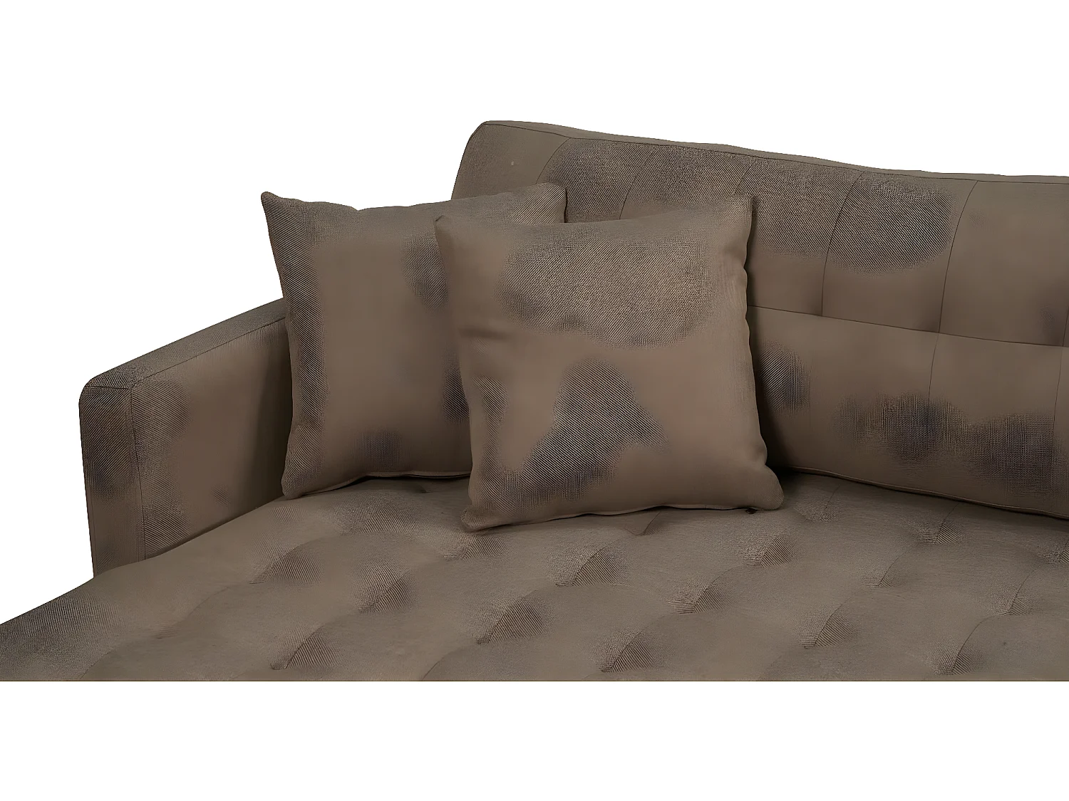 Marino Deluxe canapé chaise longue tourné vers la droite ou la gauche avec coussins tissu marron.