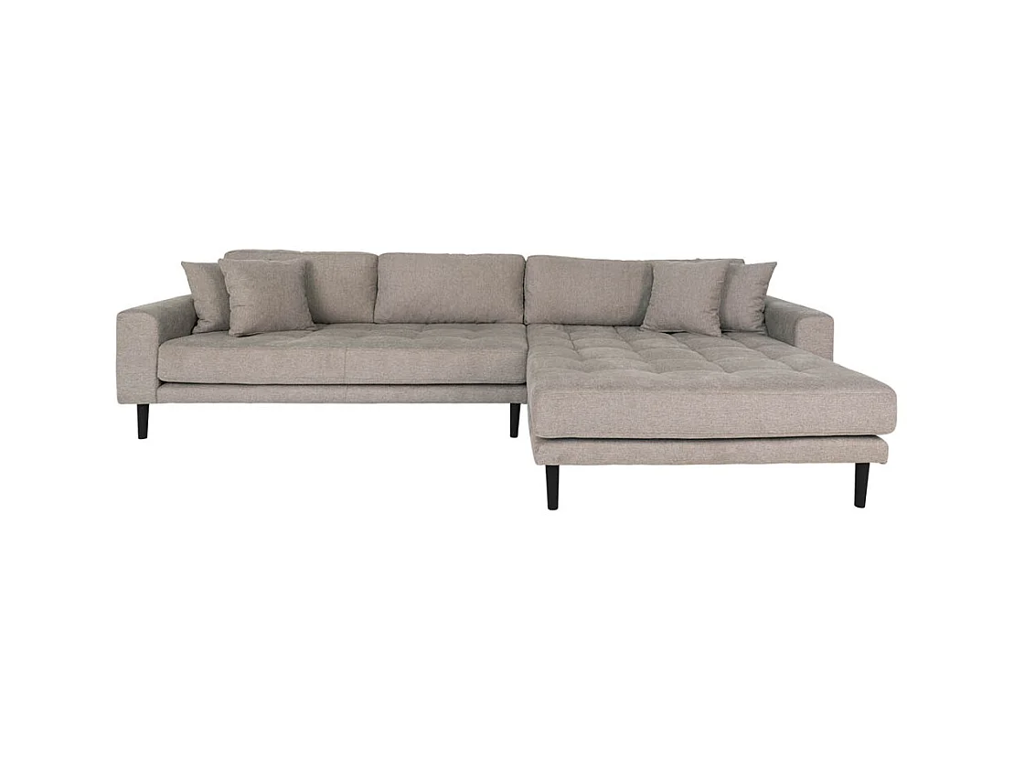 Lido canapé canapé chaise longue tourné vers la droite 4 coussins marron.