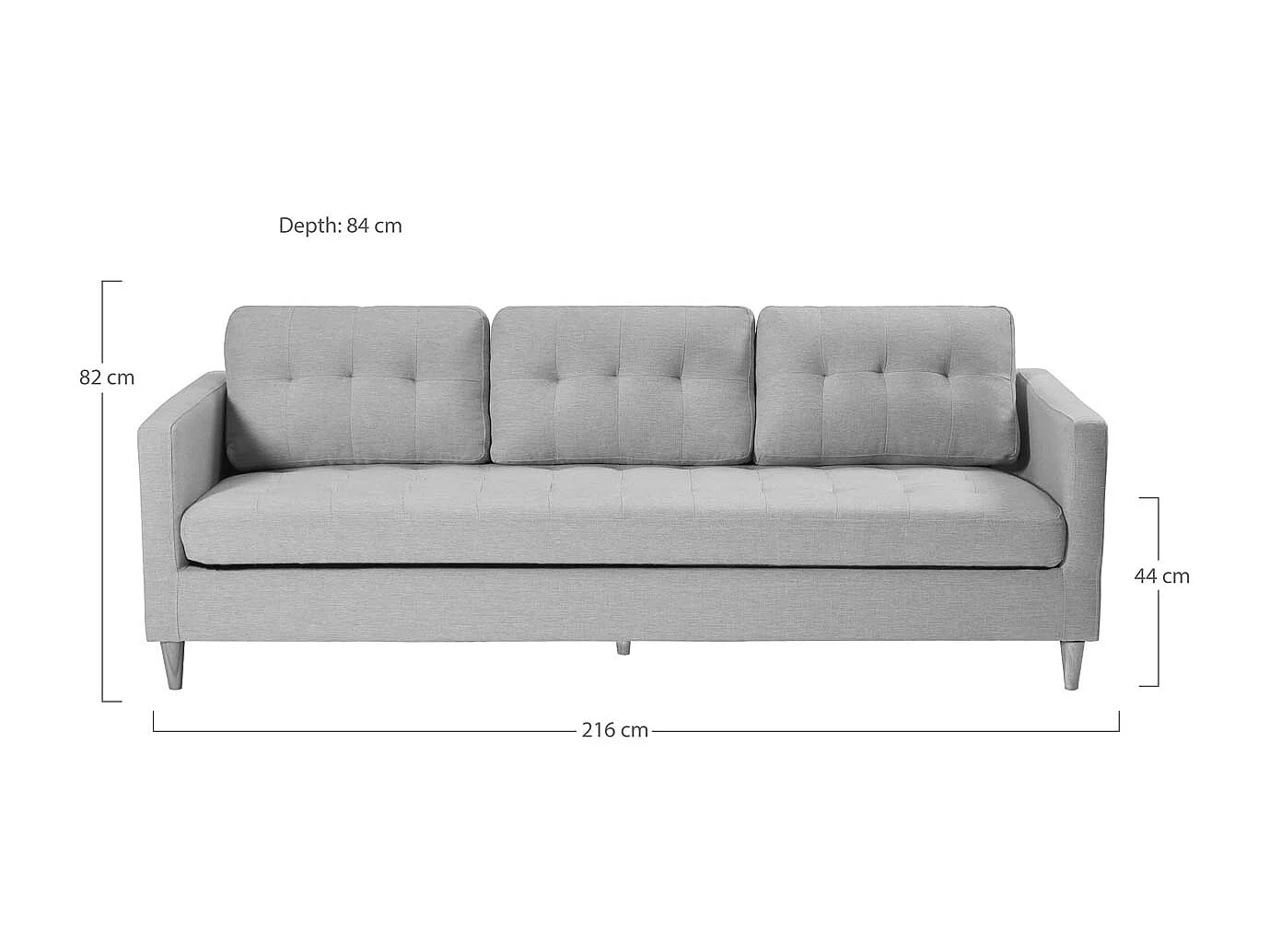 Marino canapé 3 personnes tissu gris.