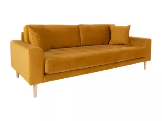 Kauf Unique Lido Sofa 3 Pers. velour inkl. 2 dekorative Kissen, senfgelb