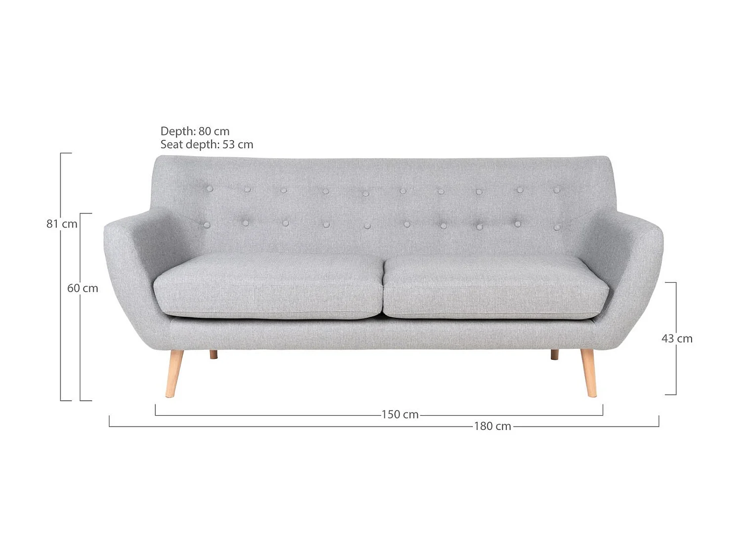 Monte bank 3-zits lichtgrijs.