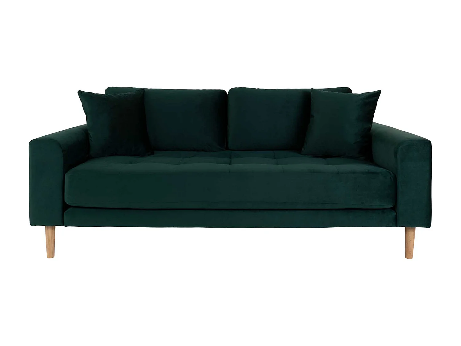 Lido Canapé 2,5 pers. en velours, 2 coussins décoratifs inclus, vert.