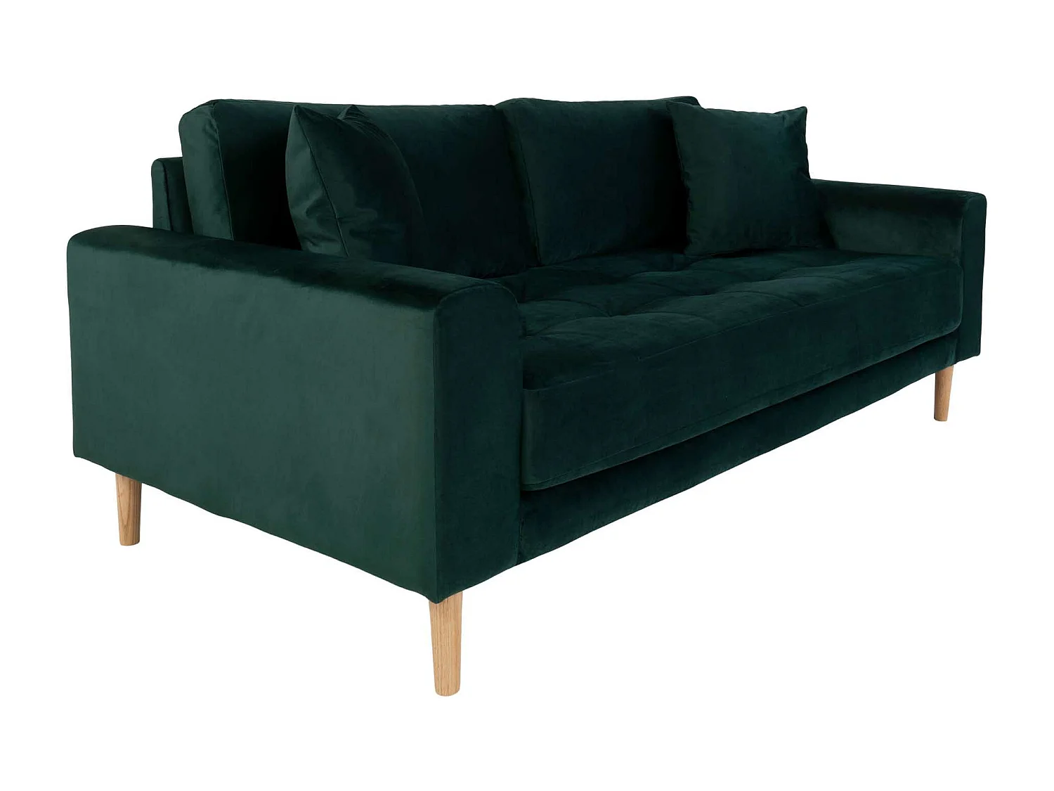 Lido Canapé 2,5 pers. en velours, 2 coussins décoratifs inclus, vert.