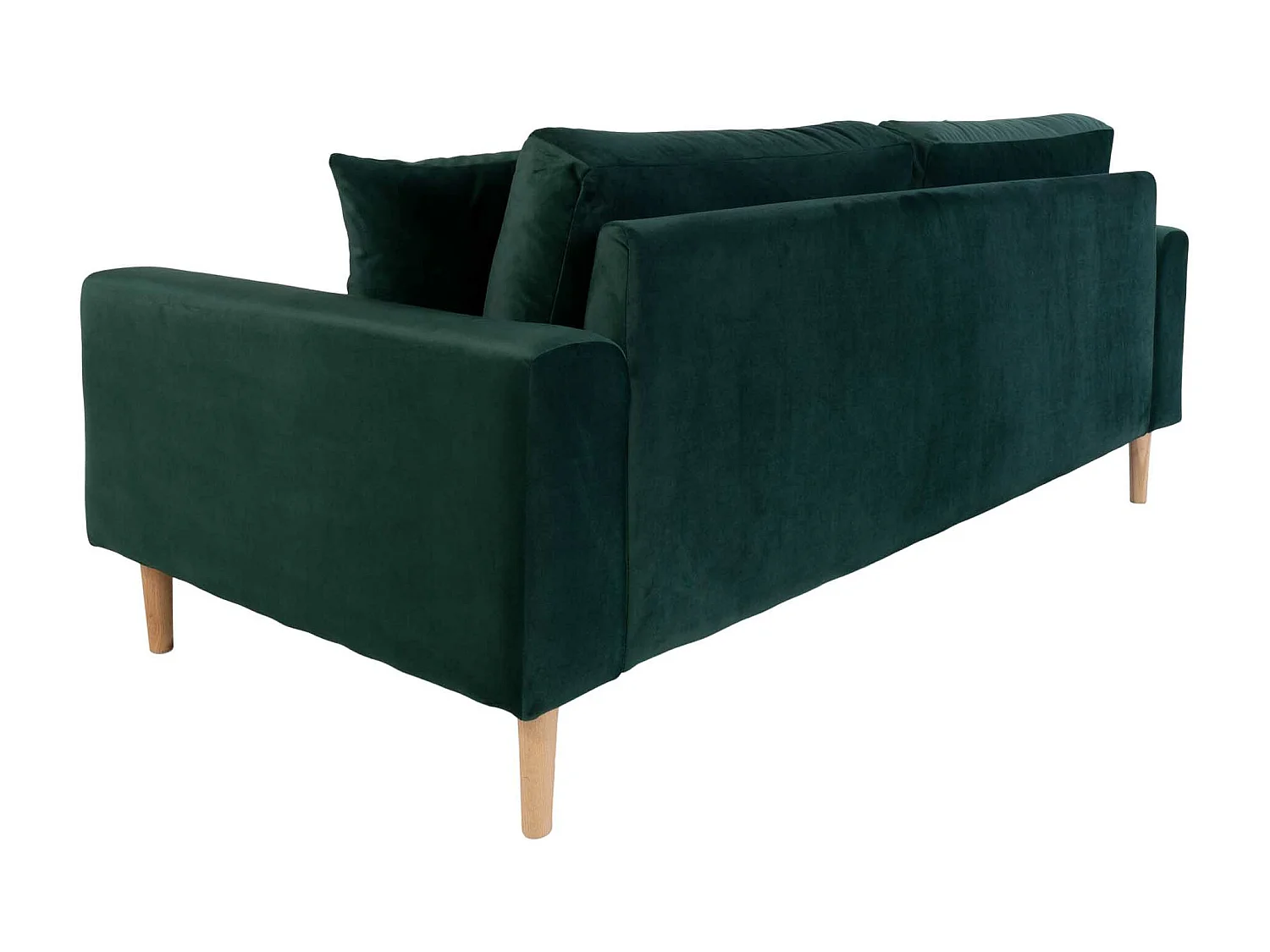 Lido Canapé 2,5 pers. en velours, 2 coussins décoratifs inclus, vert.