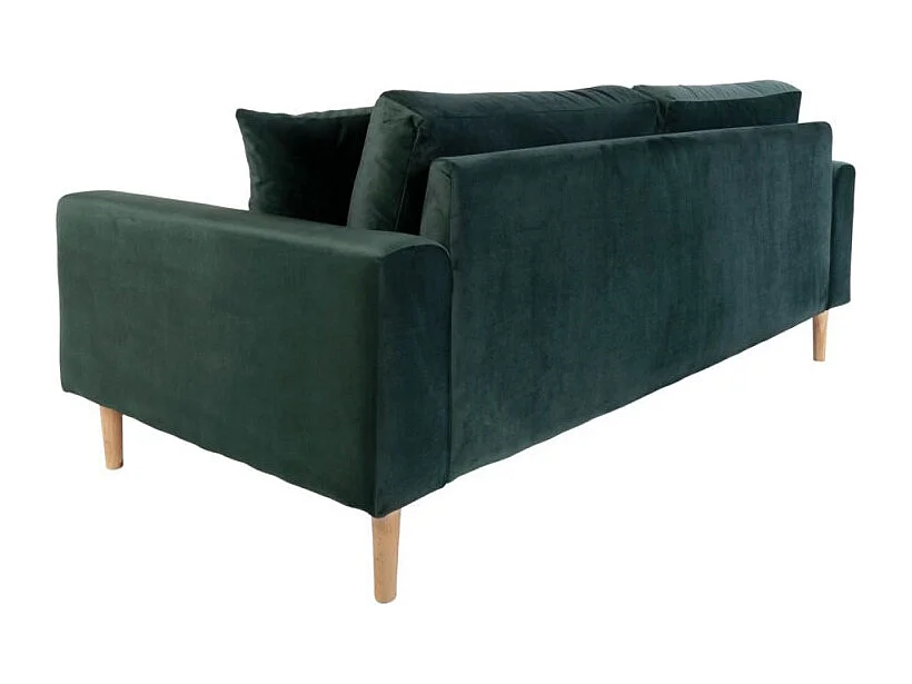 Lido Canapé 2,5 pers. en velours, 2 coussins décoratifs inclus, vert.