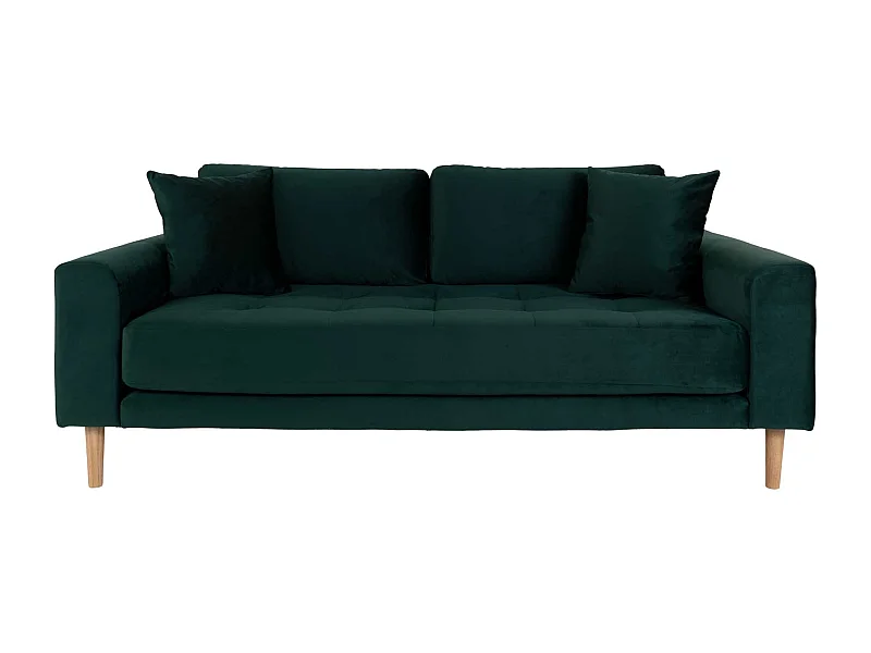 Lido bank 2,5 pers. velours incl. 2 sierkussens, groen.