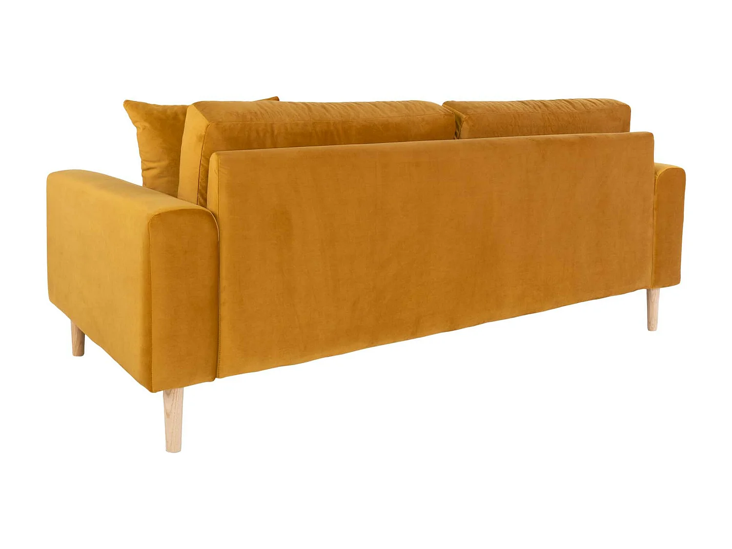 Lido Sofa 2,5 Pers. velour inkl. 2 dekorative Kissen, senfgelb.