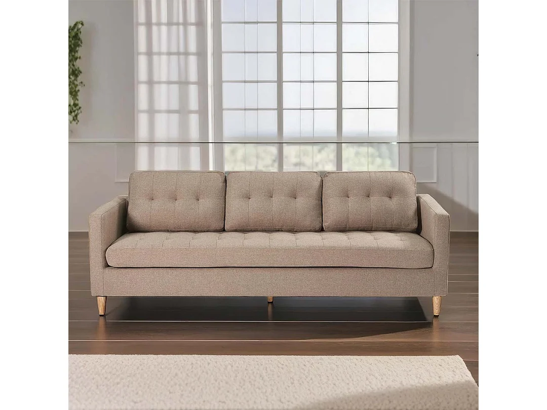 Marino canapé 3 personnes tissu marron.