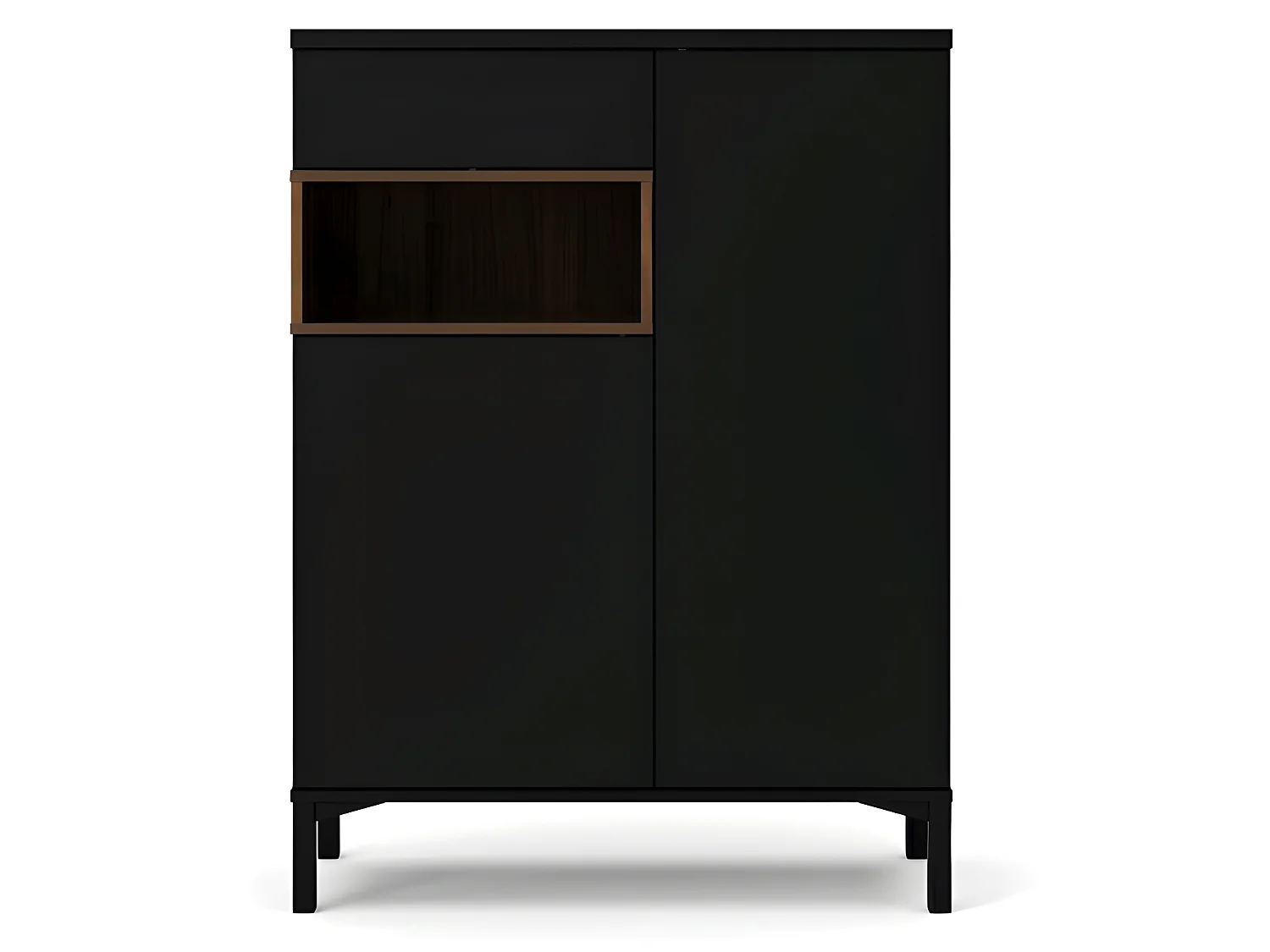 Rosa Buffet 2 portes, 1 tiroir et 1 compartiment noir et noyer.
