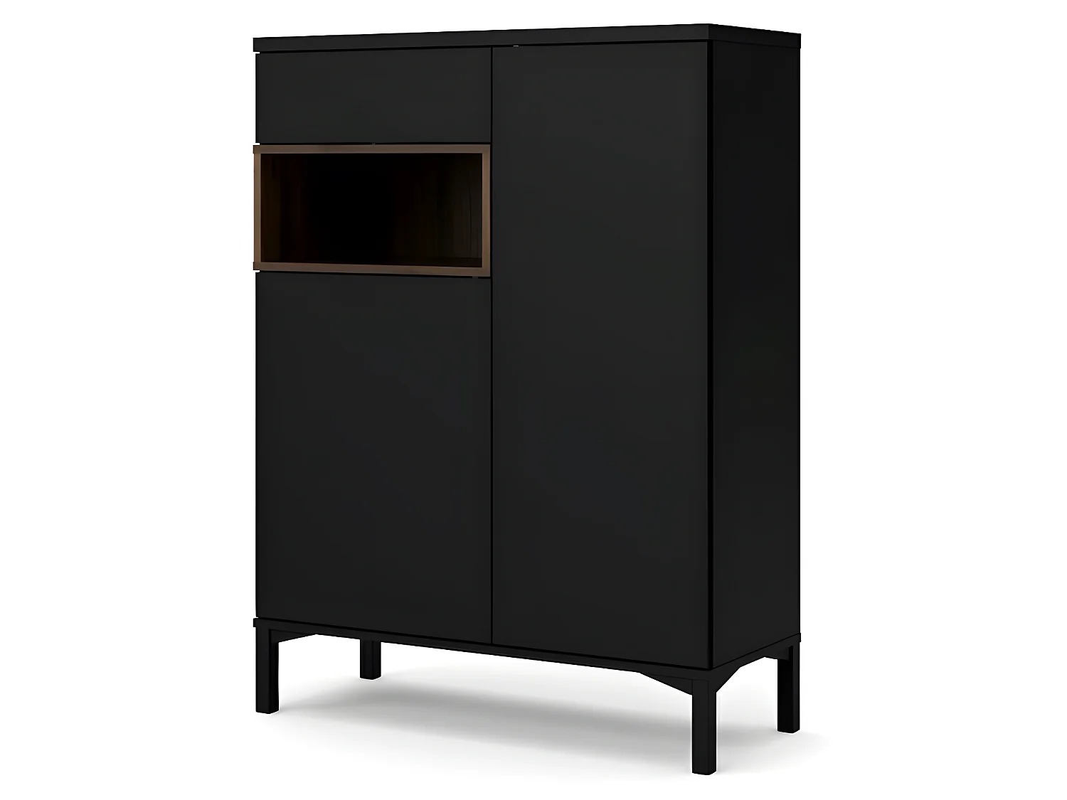 Rosa Buffet 2 portes, 1 tiroir et 1 compartiment noir et noyer.