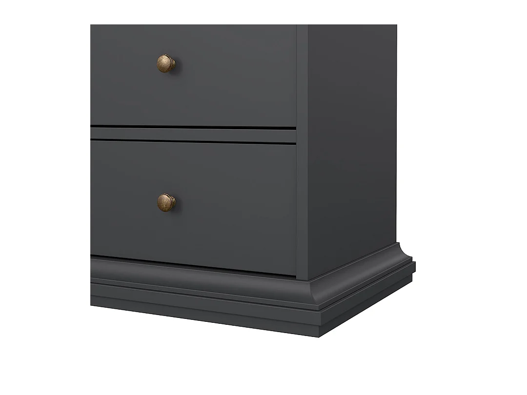 Venedig Vitrinenschrank 2 Glastüren und 2 Schubladen matt grau.