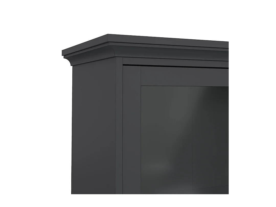 Venedig Vitrinenschrank 2 Glastüren und 2 Schubladen matt grau.