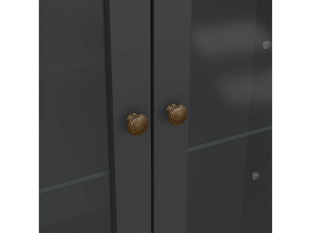 Venedig Vitrinenschrank 2 Glastüren und 2 Schubladen matt grau.