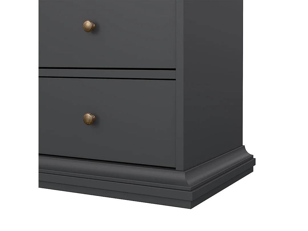 Venedig Vitrinenschrank 2 Glastüren und 2 Schubladen matt grau.