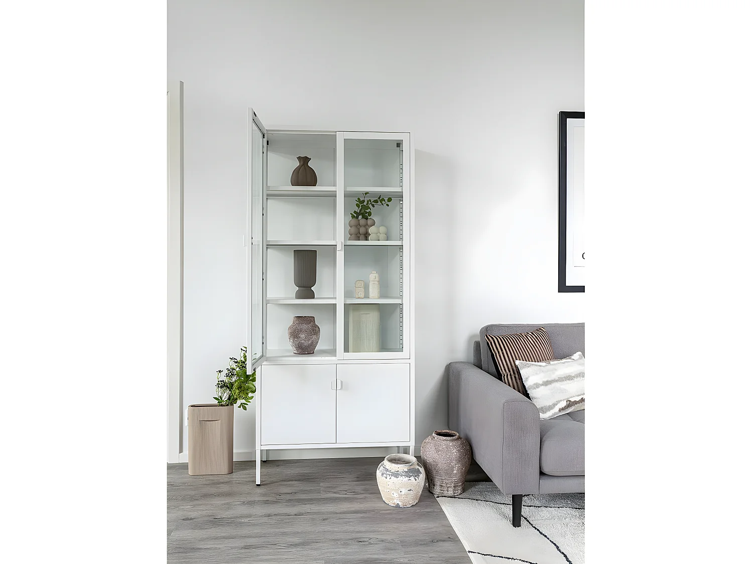 Brisbane Vitrinenschrank 4 Türen weiß.