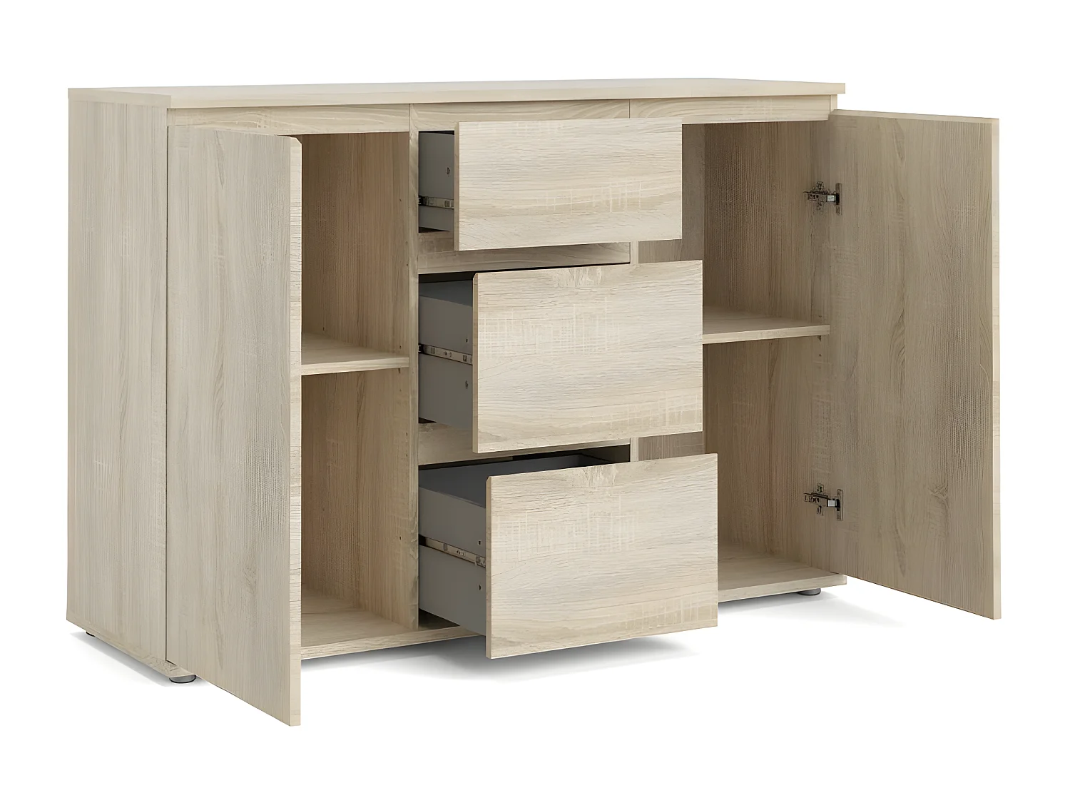 Nora dressoir 2 deuren en 3 lades eiken structuur decor.