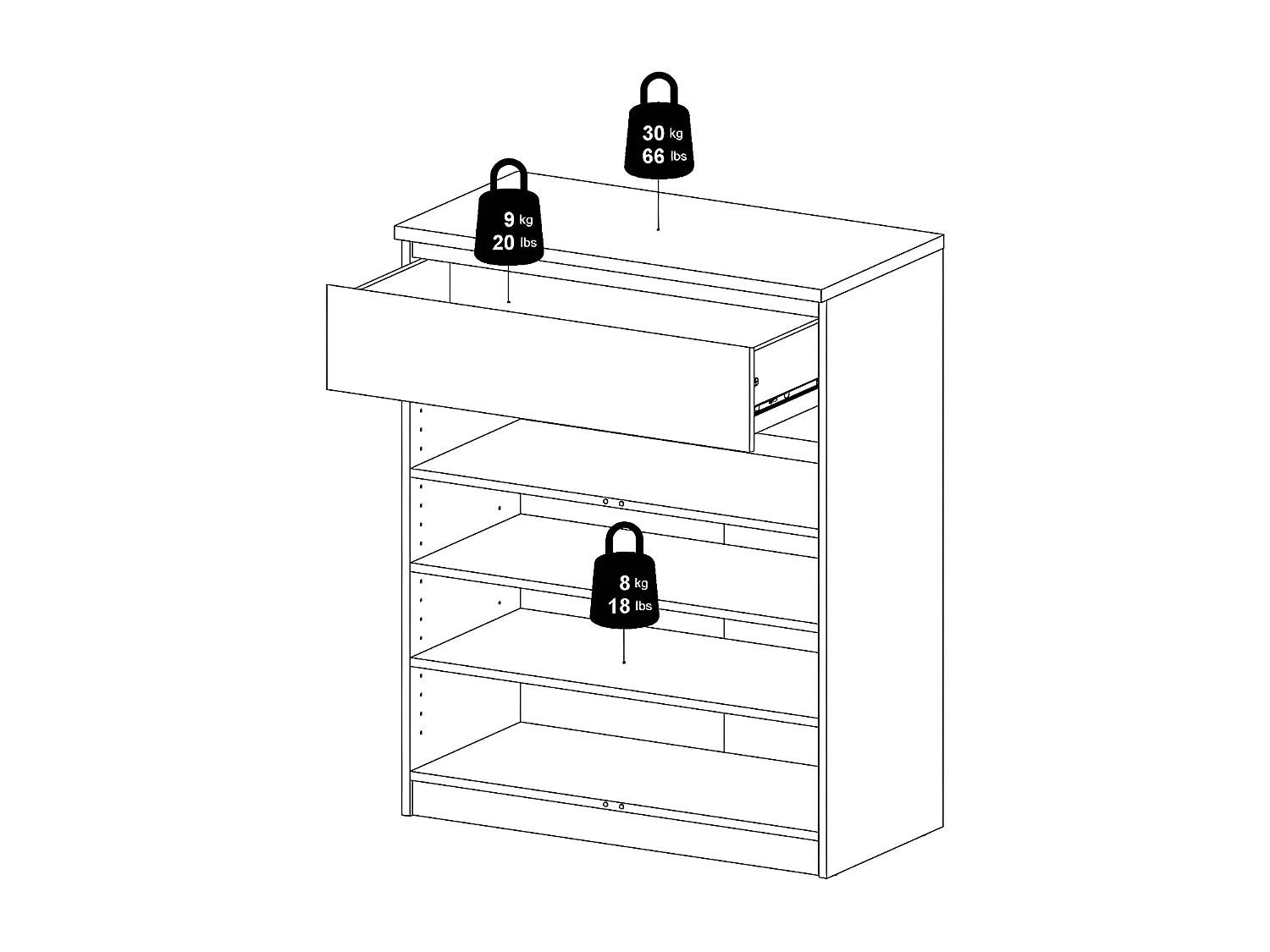 Nada Sideboard 2 Türen og 1 Schublade mattschwarz.