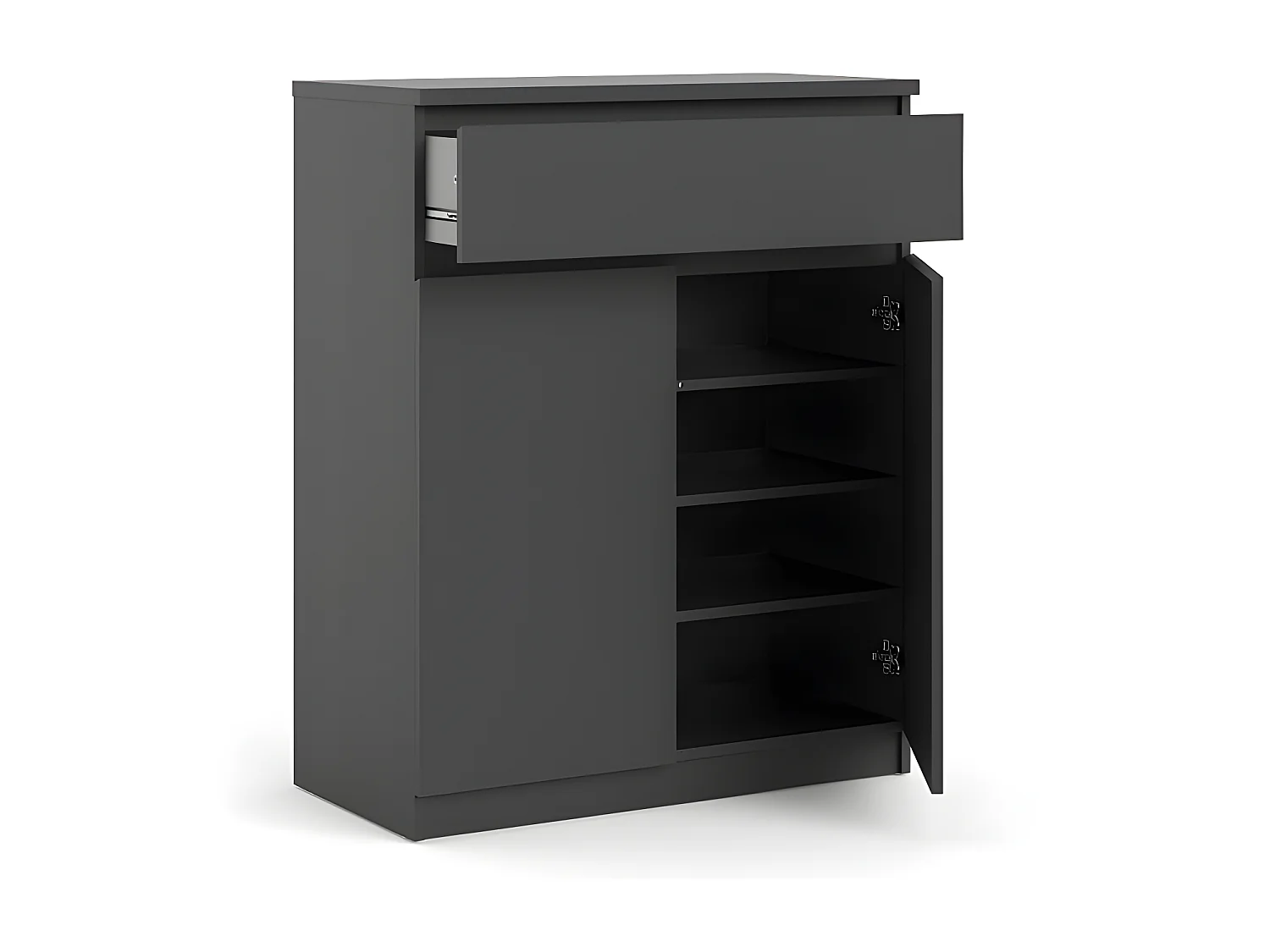 Nada kast 2 deuren en 1 lade mat zwart.