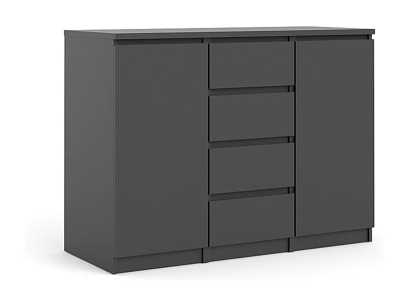 Nada Sideboard 2 Türen und 4 Schubladen, mattschwarz.