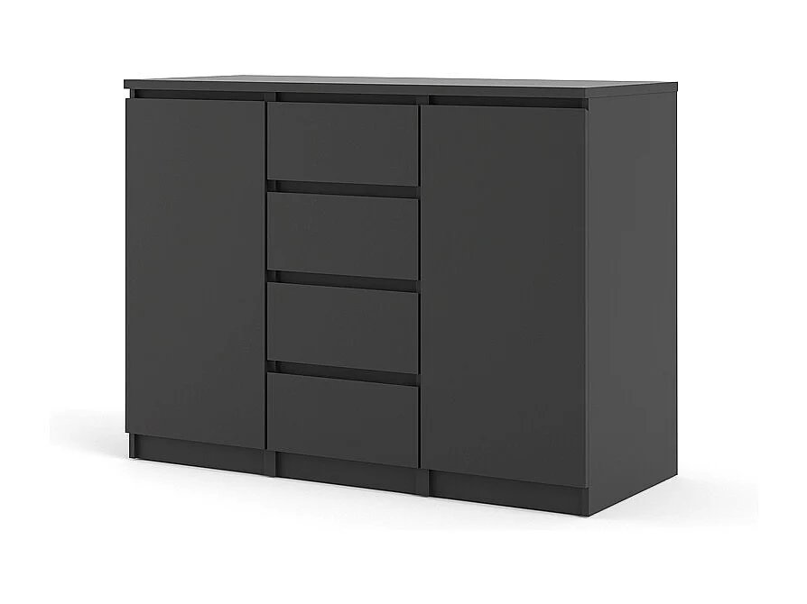 Nada Sideboard 2 Türen und 4 Schubladen, mattschwarz.