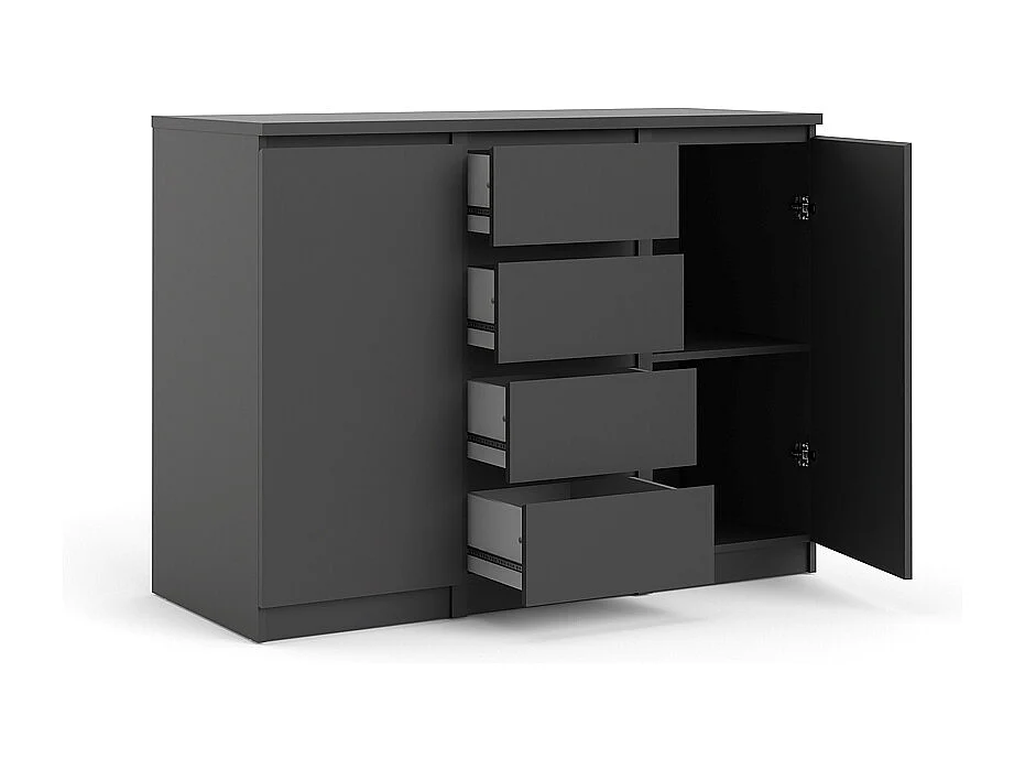 Nada Sideboard 2 Türen und 4 Schubladen, mattschwarz.