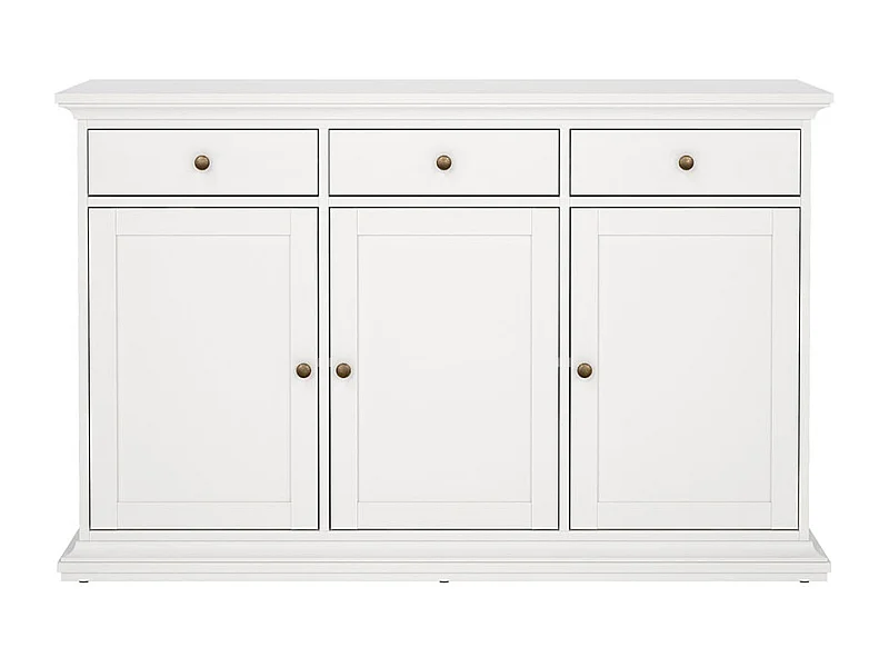Venedig Sideboard 3 Türen und 3 Schubladen, Breite 143 cm, Höhe 91 cm weiß.
