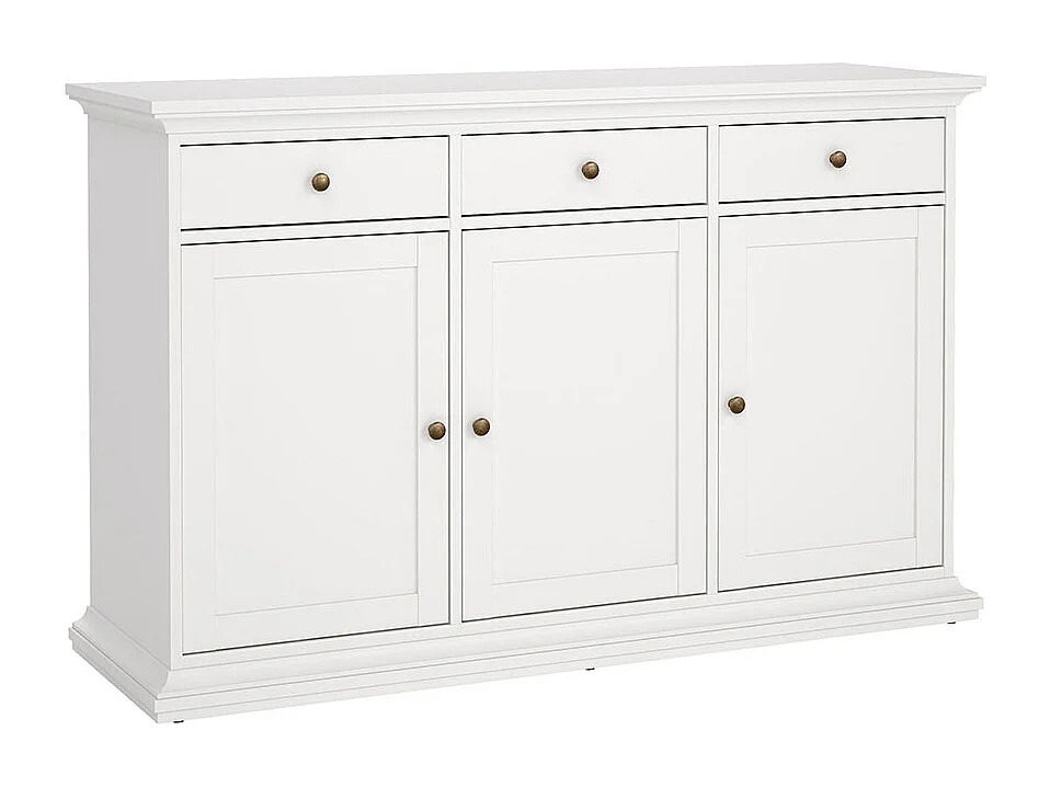 Venedig Buffet 3 portes et 3 tiroirs, largeur 143 cm, hauteur 91 cm, blanc.