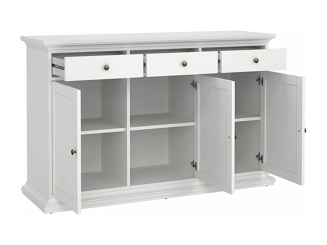 Venedig Buffet 3 portes et 3 tiroirs, largeur 143 cm, hauteur 91 cm, blanc.