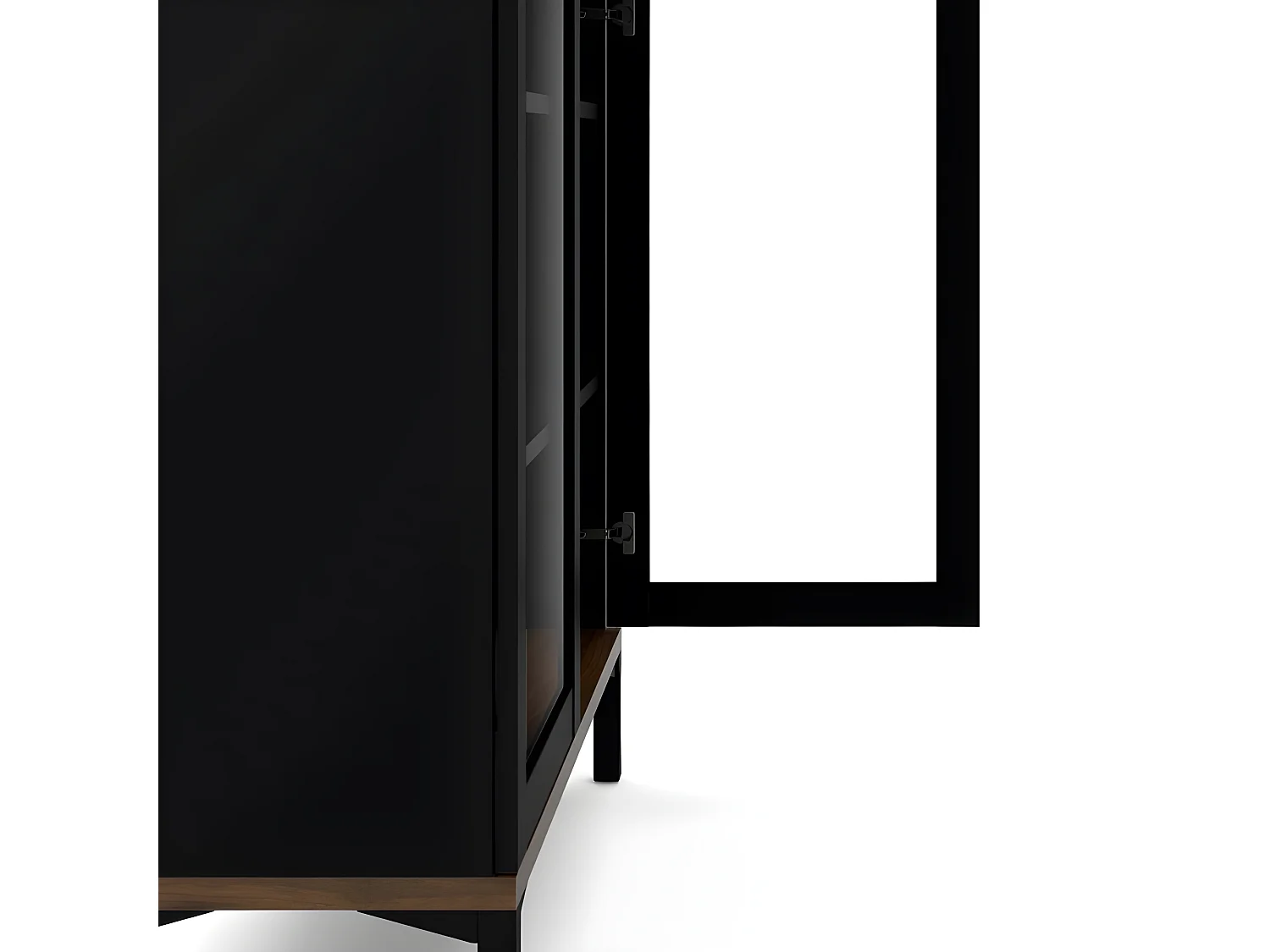 Rosa Armoire vitrine avec pieds noirs et en finitionnoyer.