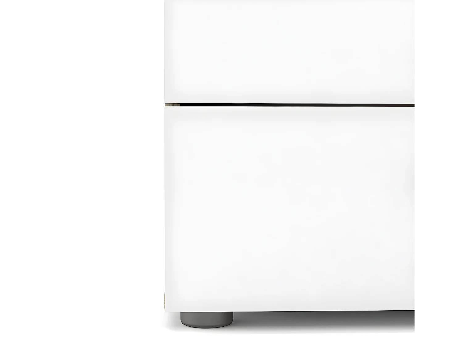 Petra Commode à 4 tiroirs, structure en imitation chêne, blanc brillant.