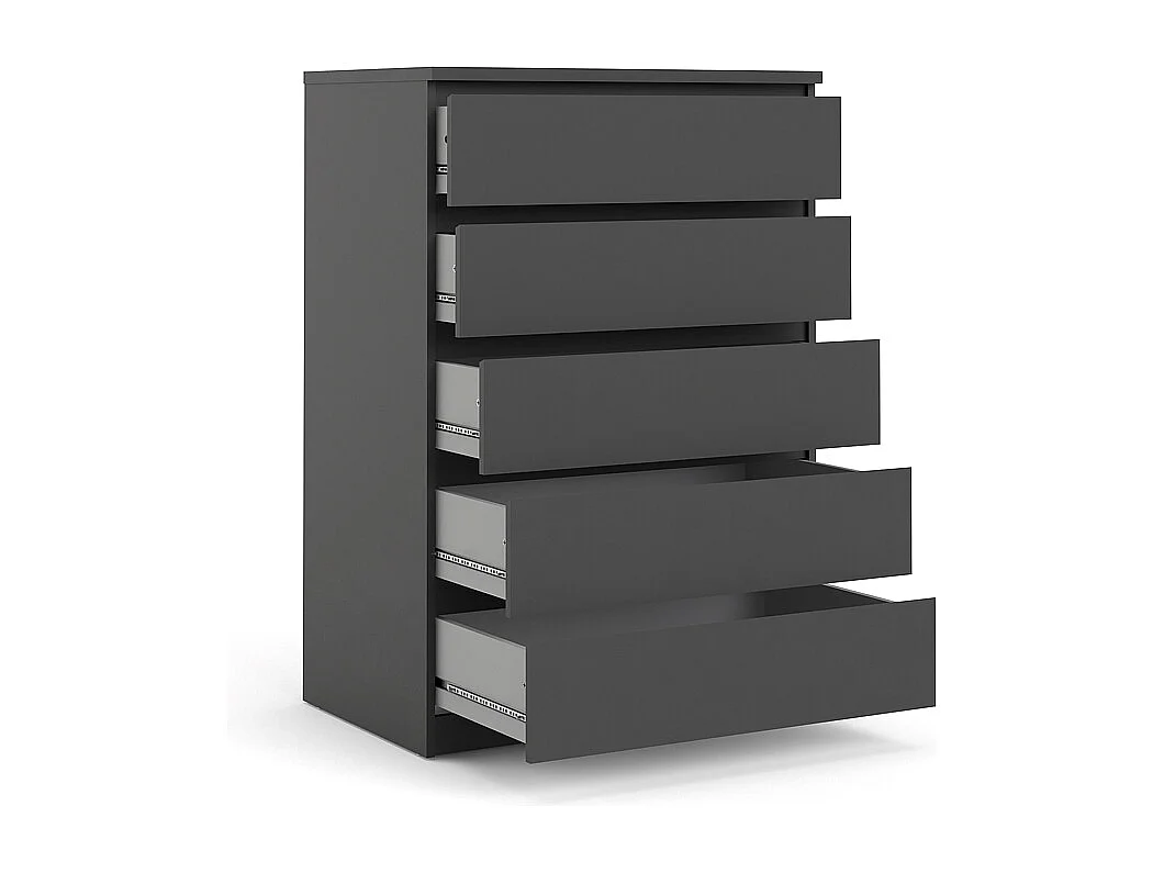 Nada Commode large avec 5 tiroirs, mat noir.