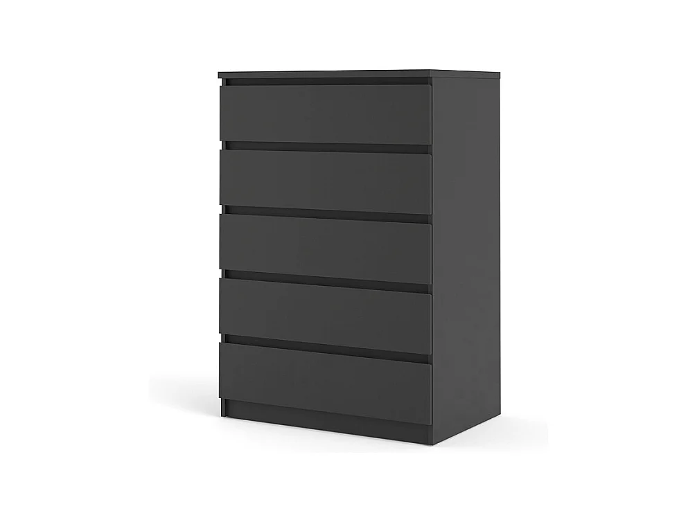 Cassettiera Nada larga con 5 cassetti, nero opaco.