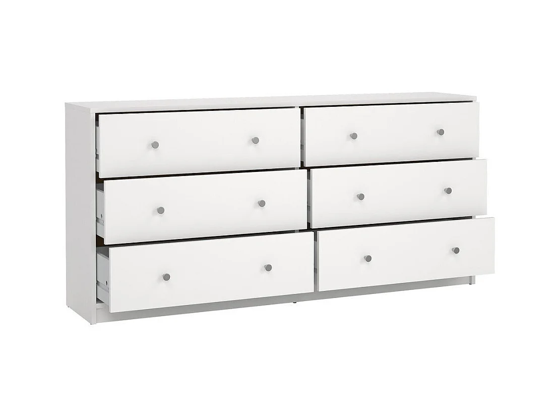 Maria Kommode breit mit 6 Schubladen, weiss.