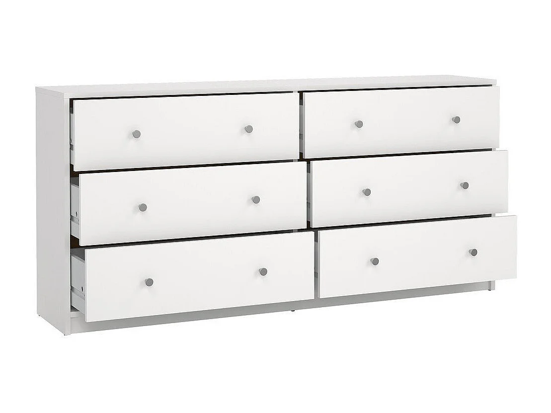 Maria kommode breed met 6 lades, wit.