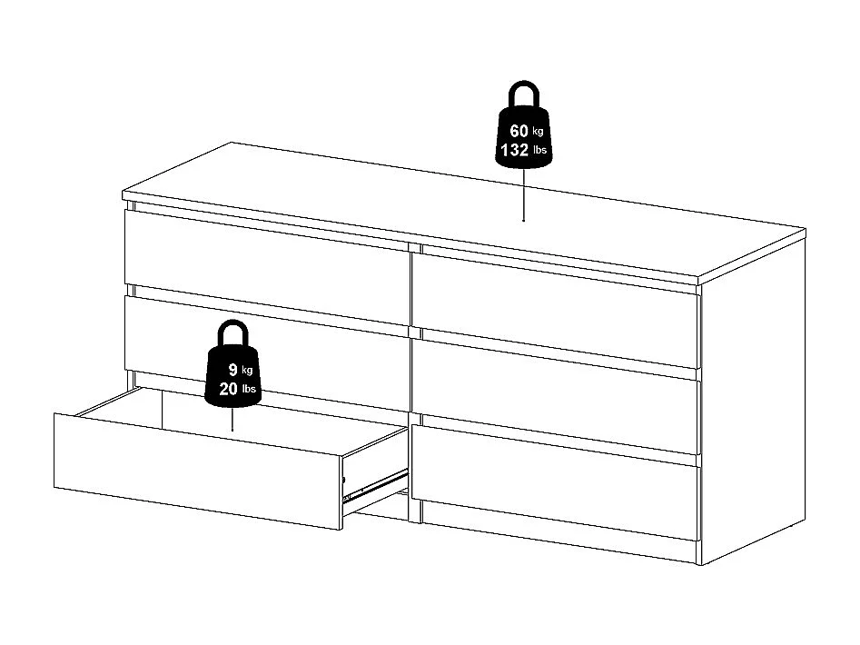 Nada Commode 6 tiroirs, noir mat.